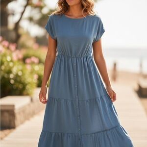 Chic Blue Maxi Dress for Women